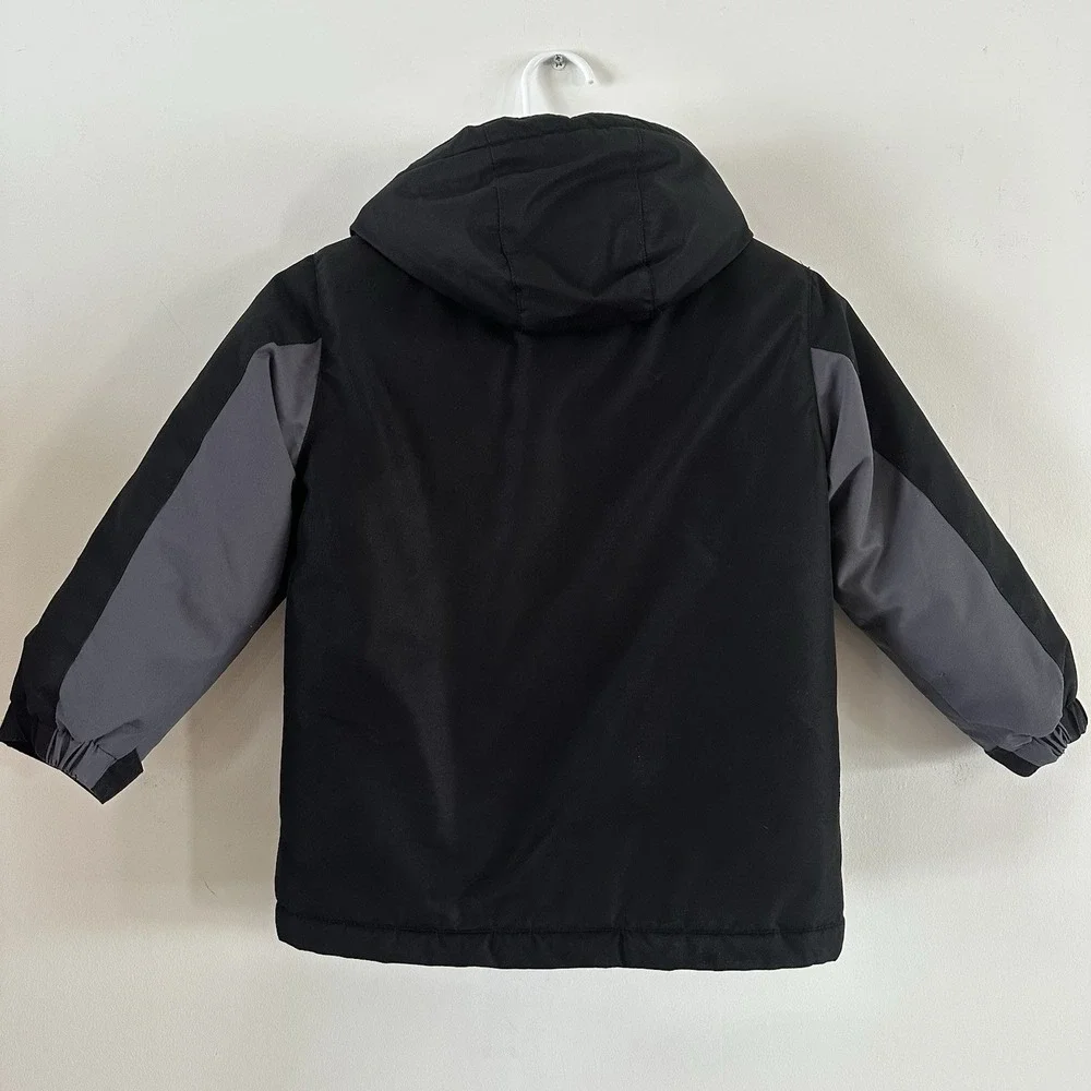 Swiss Tech Boys Black Small XS 4/5 Fleece Lined Hooded Jacket Coat Double Layer‎